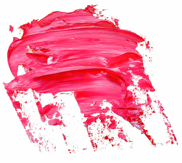 istock Template for your banner text - textured red oil paint brush stroke, isolated on white background. Pink lipstick sample. 1126876573