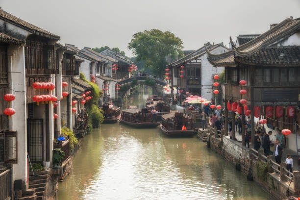 Chinese traditional Zhujiajiao Ancient water Town. Shanghai. China Chinese traditional Zhujiajiao Ancient water Town. Shanghai. China Zhujiajiao stock pictures, royalty-free photos & images