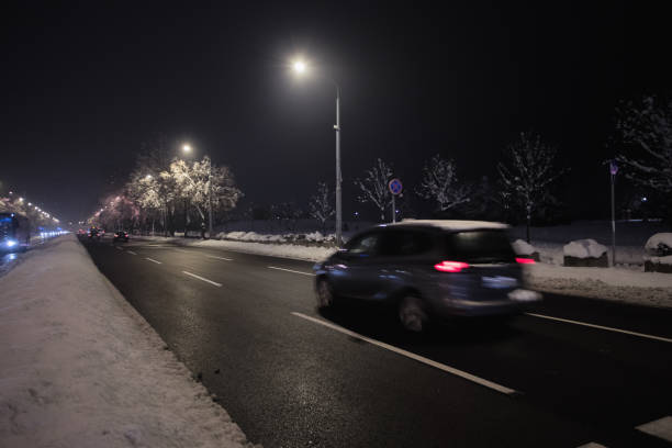 istock Night with snow in city, Belgrade, Serbia 1126877366