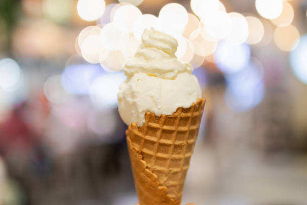 istock Crispy cone of a milky ice cream. 1126880019