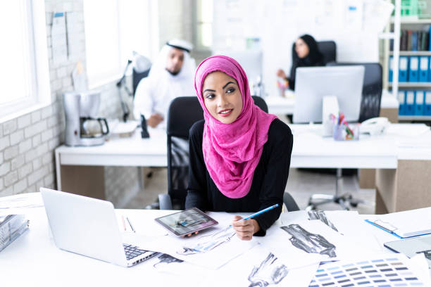 istock Beautiful arab woman creating fashion models 1126887569