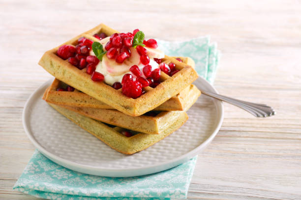 istock Homemade waffles with yogurt and berries 1126887720