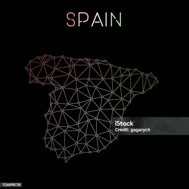 Spain Network Map Stock Illustration - Download Image Now - Grid ...
