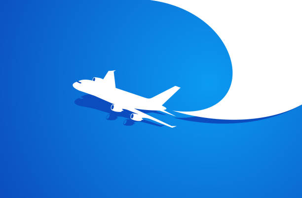 ilustraciones, imágenes clip art, dibujos animados e iconos de stock de billetes de vuelo de avión aire emblema de mosca nube azul cielo viajes fondo despegue - takeoff