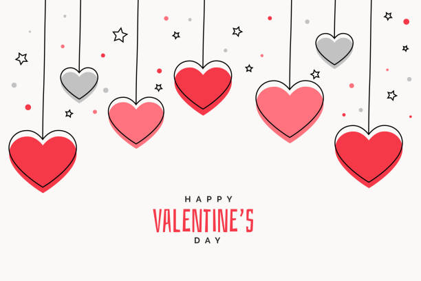 발렌타인 하트와 별 배경 - valentines day stock illustrations