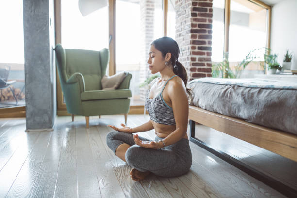 istock Yoga practice at home 1126909946