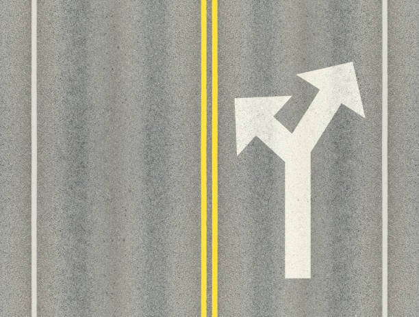 istock Decision time. Into the future. New arrow painted on asphalt. Road markings 1126911392