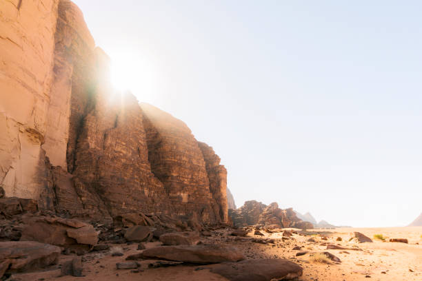 istock Scenic view of Wadi Rum desert at sunset 1126913929