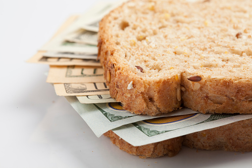 sandwich bread and dollars - bread money