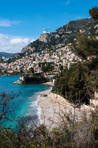 Turquoise sea and the coastline between Monaco and Menton, France.Turquoise sea and the coastline at Roquebrune Cap-Martin between Monaco and Menton, France.