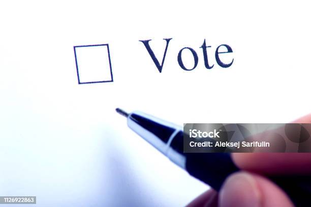 Vote Cross Box Vote Checkbox With A Cross On White Paper With Pen Checklist Concept ...