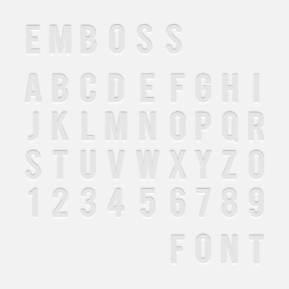 Font alphabet emboss effect in vector format