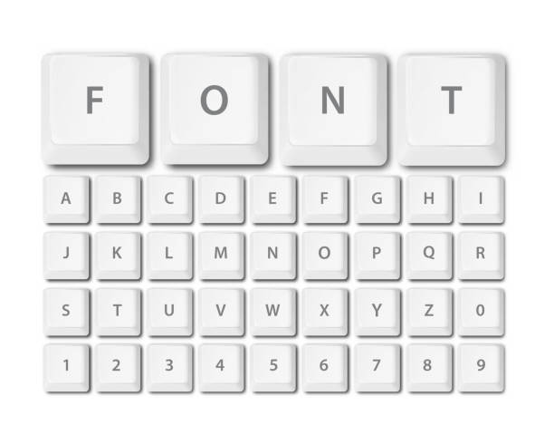 ilustraciones, imágenes clip art, dibujos animados e iconos de stock de vector de teclado botones fuente alfabeto - tecla de ordenador