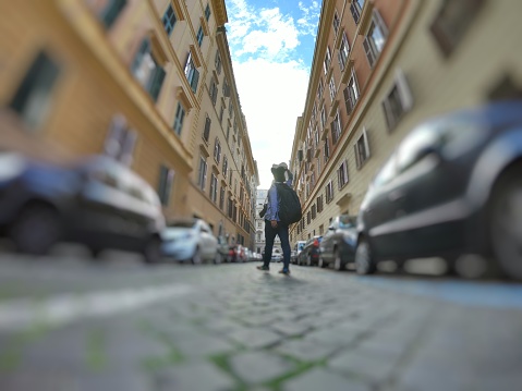 A man is exploring in  Roma
