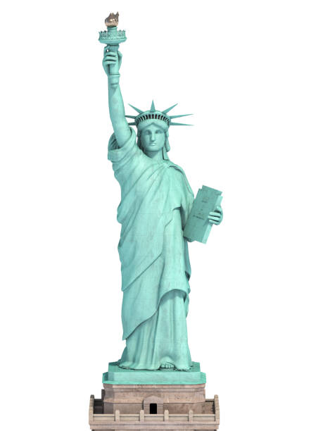 statue de la liberté à new york city, usa, isolé sur blanc. - statue of liberty usa new freedom photos et images de collection