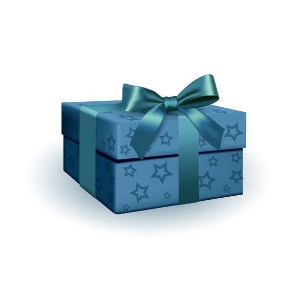 istock Realistic Blue gift box with bow. Template for icon, advertising design, offers, presents, symbol of surprise, for Christmas, Valentine present. Vector illustration isolated on white background. 1126930223
