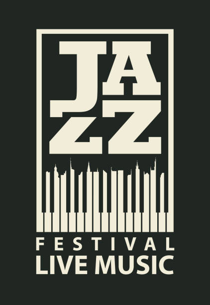 ilustraciones, imágenes clip art, dibujos animados e iconos de stock de cartel de la música para un festival de jazz con teclas de piano - playbill