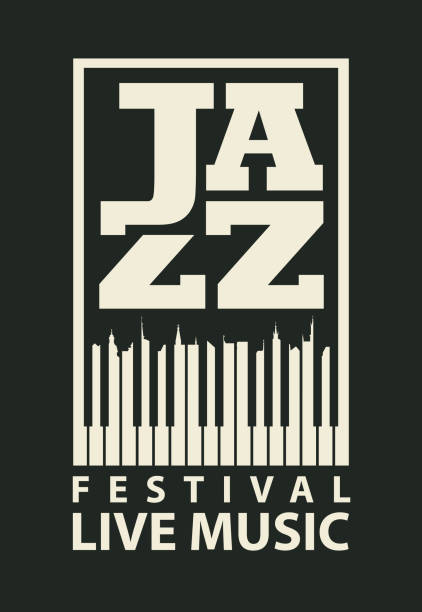 plakat muzyczny na festiwal jazzowy z klawiszami fortepianowymi - playbill stock illustrations