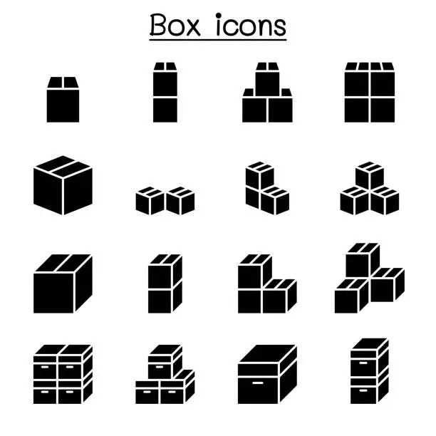 Vector illustration of Box icon set