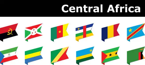Vector illustration of flags of central Africa