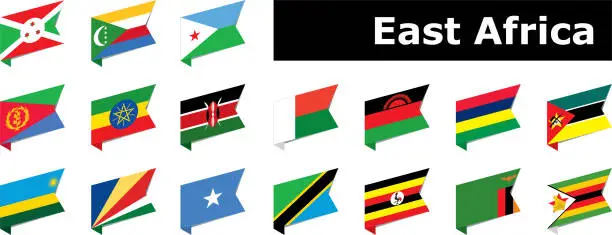 Vector illustration of flags of east Africa