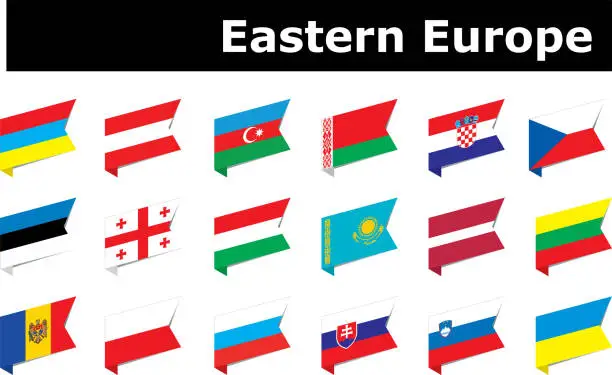 Vector illustration of flags of eastern Europe
