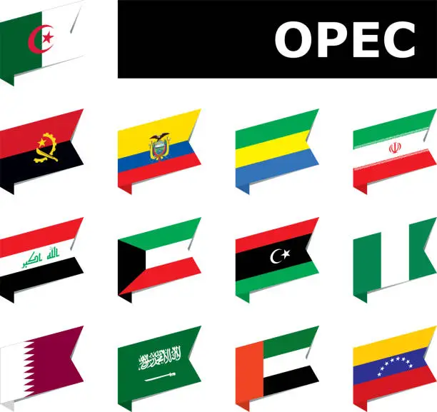 Vector illustration of flags of OPEC