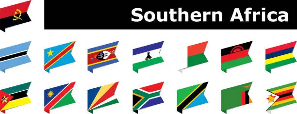 Vector illustration of flags of southern Africa