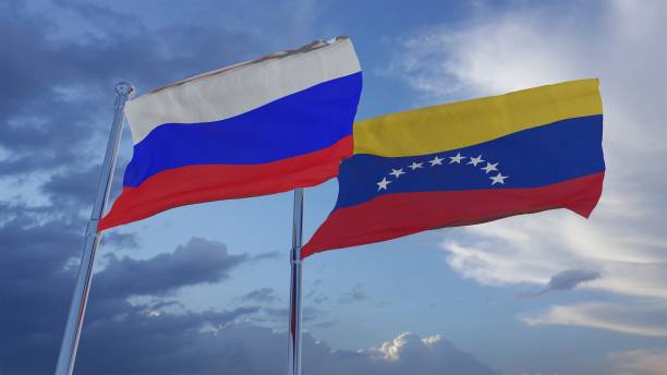 russia and venezuela national flags - 3d illustration stock footage - venezuelan flag imagens e fotografias de stock