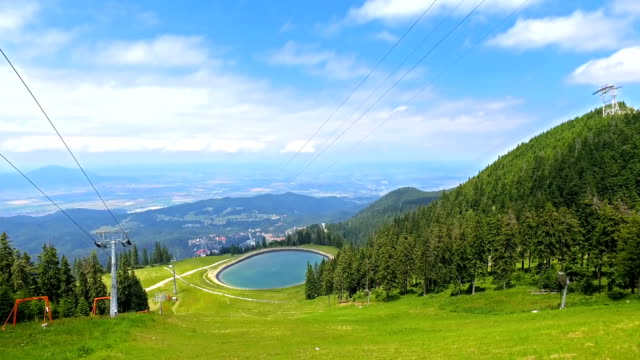 Cable car and lake at 2000 altitude