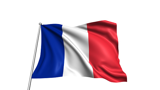 French flag with fabric structure in the wind