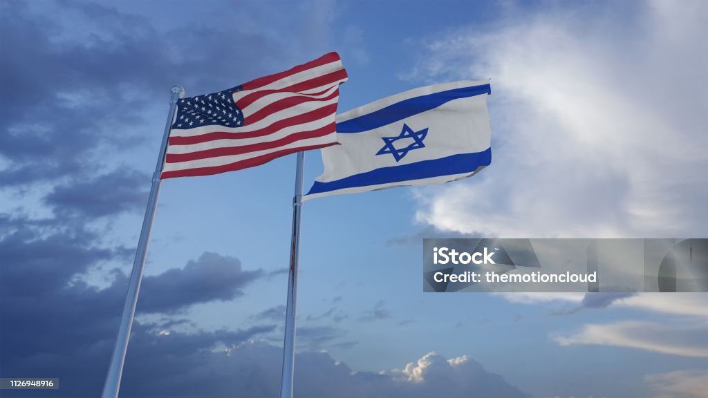 United States of America and Israel National Flags - 3D Illustration Stock Footage 3D illustrated country flags, designed and rendered in Cinema 4D Israel Stock Photo