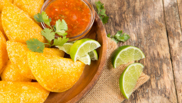 istock Colombian empanada with spicy sauce 1126952434