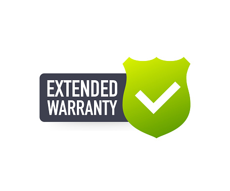 Extended warranty label or sticker. Badge, icon, stamp. Vector stock illustration.