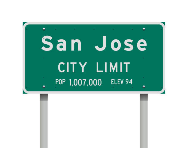 San Jose City Limit road sign Vector illustration of the San Jose City Limit green road sign silicon valley stock illustrations