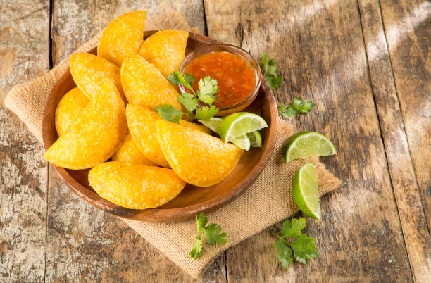 istock Colombian empanada with spicy sauce 1126955896