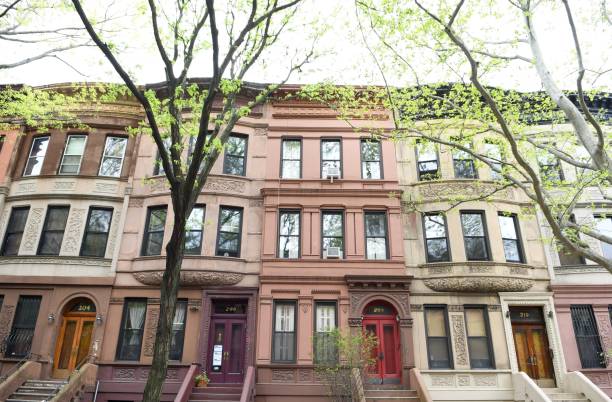 Harlem street view, New York City, USA Harlem street view in the spring 2017, New York City, USA harlem park stock pictures, royalty-free photos & images