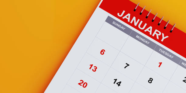 istock Red January 2019 Calendar On Yellow Background 1126963447