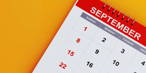 istock Red September 2019 Calendar On Yellow Background 1126963677