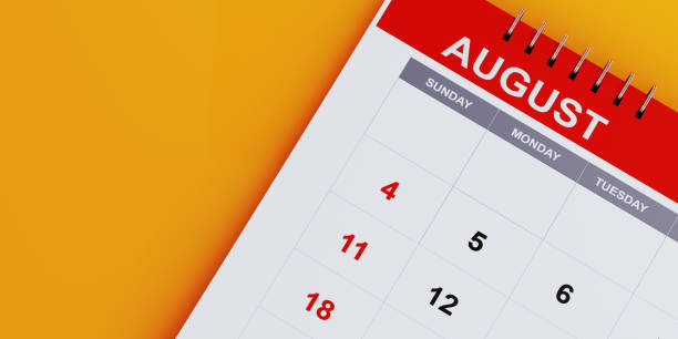 istock Red August 2019 Calendar On Yellow Background 1126963781