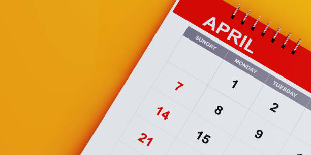 istock Red April 2019 Calendar On Yellow Background 1126963859
