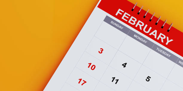 istock Red February 2019 Calendar On Yellow Background 1126964015