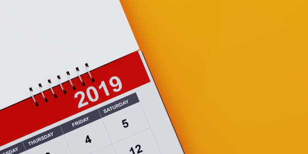 istock Red 2019 Calendar On Yellow Background 1126964697