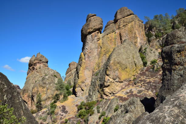 Eroded lava formations create natural sculpture in Pinnacles National Park.