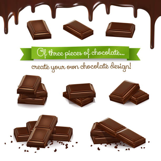 istock Set of three pieces of chocolate, from which you can create any kind of chocolate variations, copying, mirroring and moving the pieces. Examples created variations. Melted chocolate seamless. 1126965544