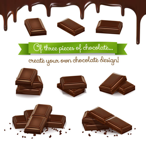 Set of three pieces of chocolate, from which you can create any kind of chocolate variations, copying, mirroring and moving the pieces. Examples created variations. Melted chocolate seamless. Set of three pieces of chocolate, from which you can create any kind of chocolate variations, copying, mirroring and moving the pieces. Examples created variations. Melted chocolate seamless. chocolate clipart stock illustrations