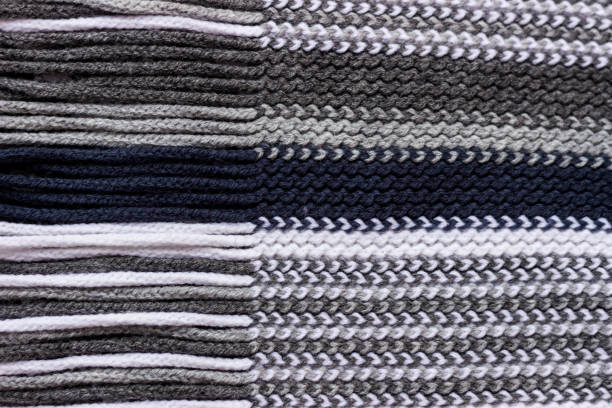 istock Small and dense knitted texture knitting threads of blue shades. Fine knitting texture. 1126970488