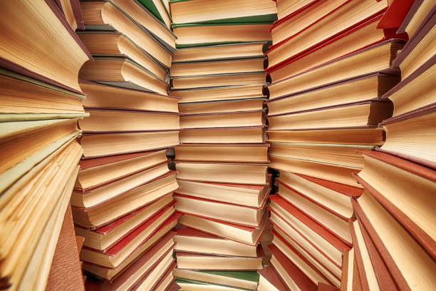 istock Large books pile wide angle view 1126975653