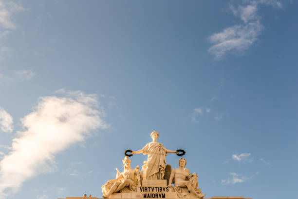Monument in Lisbon Square with clear blue sky at the background, Portugal, Europe