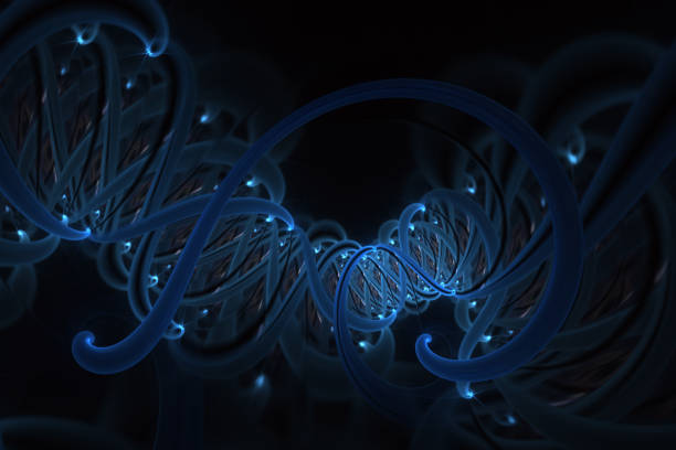 Scientific illustration of DNA molecule spiral. Genetic engineering and gene manipulation concept. DNA helix molecules and chromosomes, DNA strand, molecule or atom, neurons. Genetic code mutation.